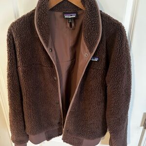 Patagonia Dark Brown Bomber Jacket with Cozy Fleece Material